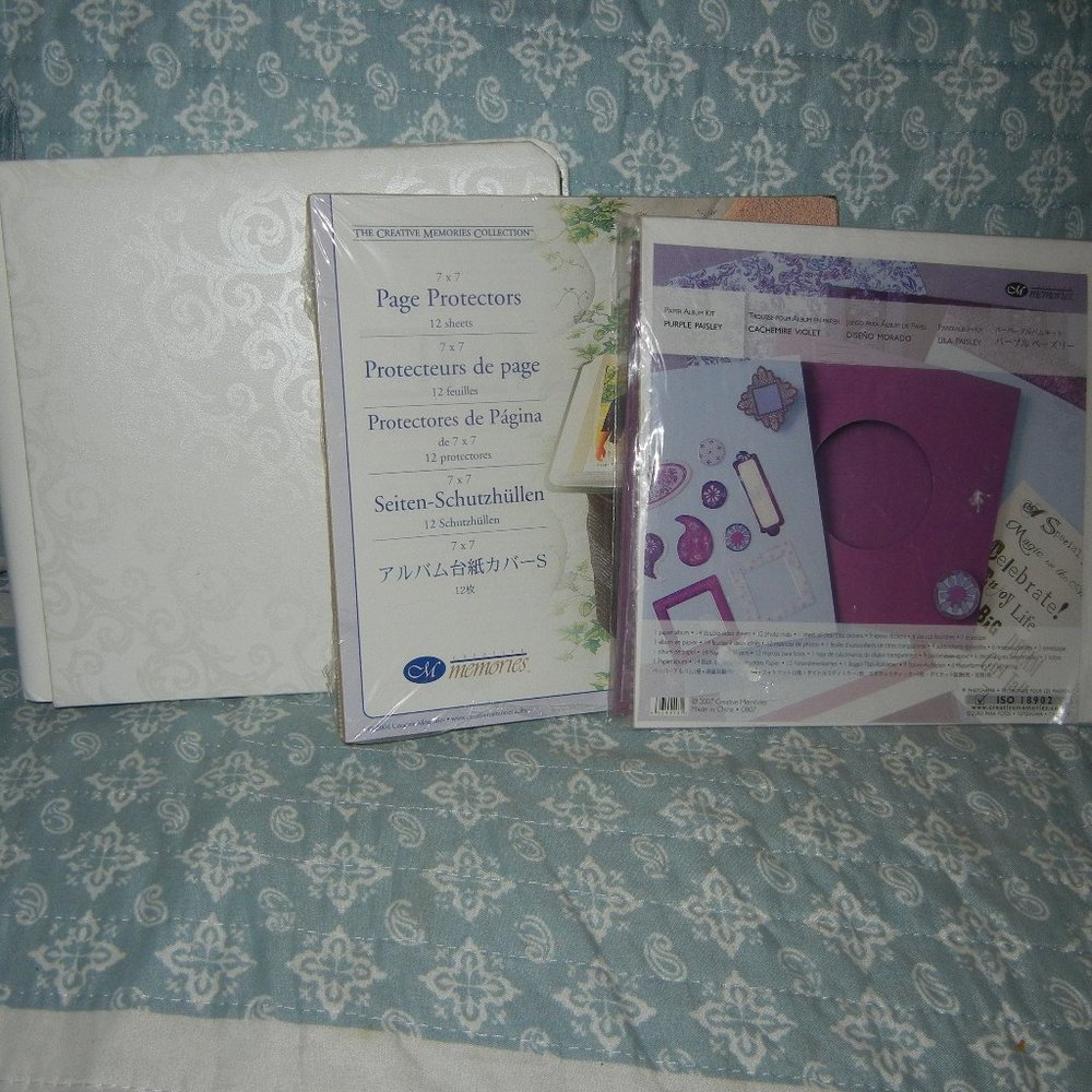 7x7 White Creative Memories scrapbook & protectors